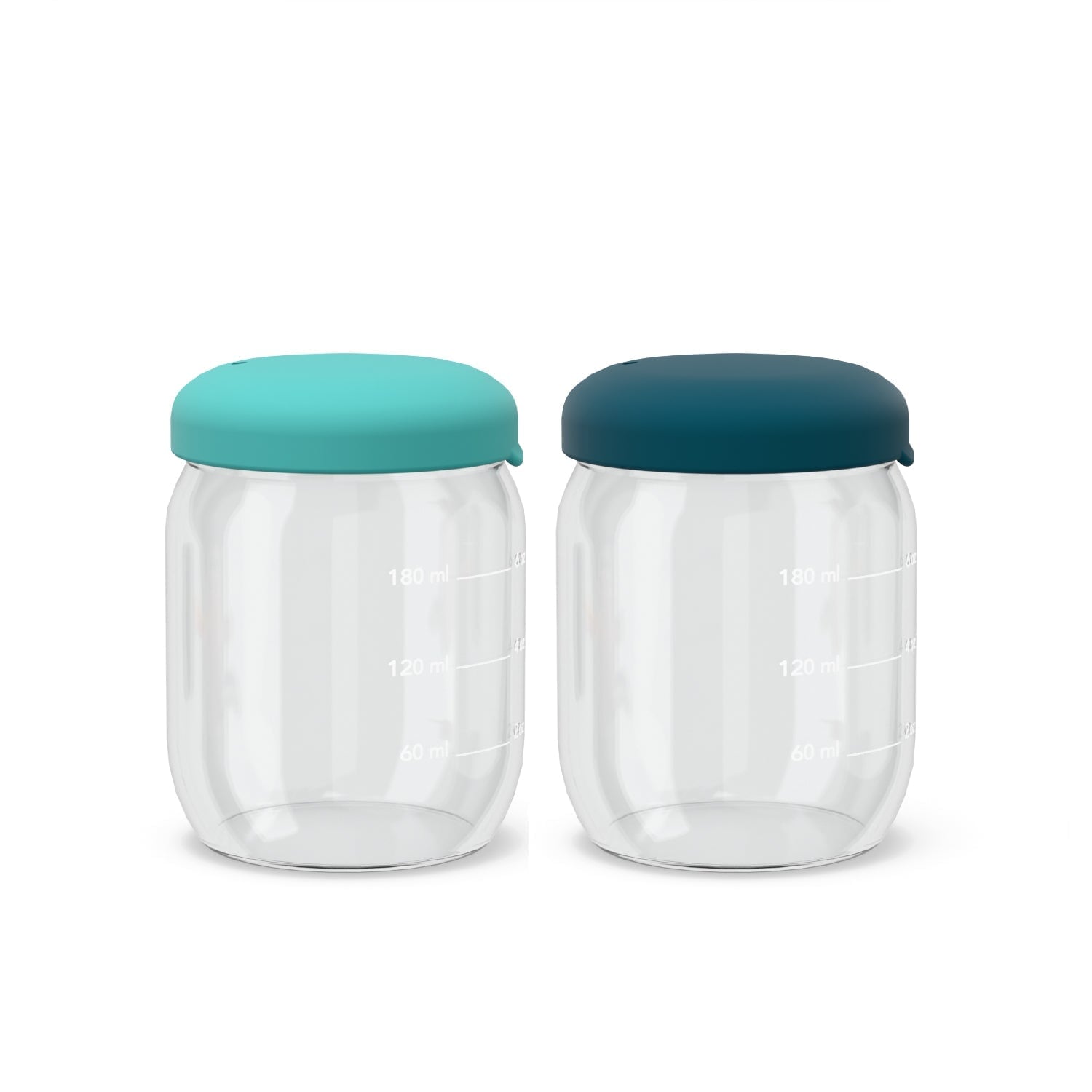 Food Storage Jar Set in Borosilicate Glass - 6 oz #color_Blue-Abyss-Lagoon