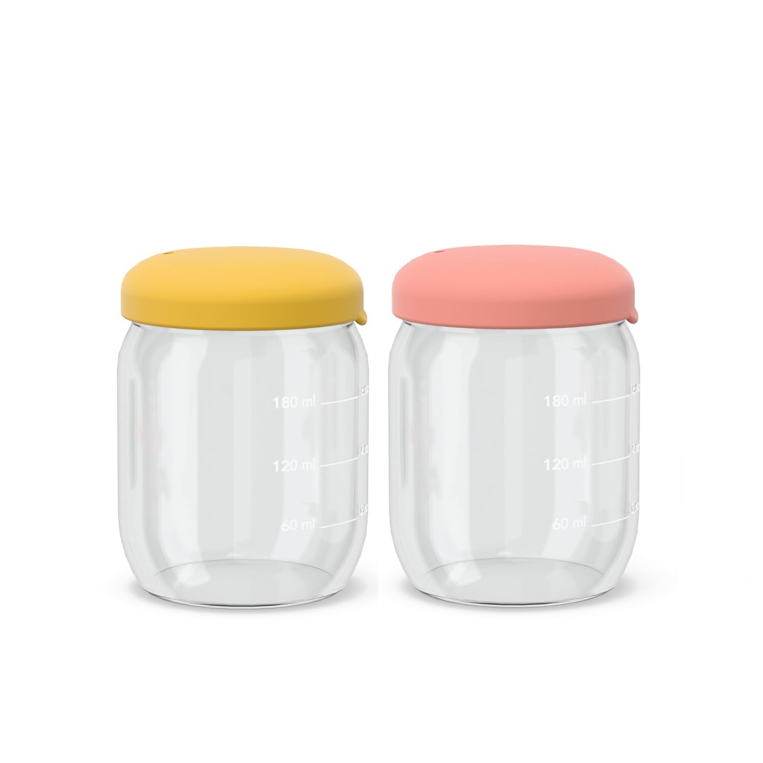 Food Storage Jar Set in Borosilicate Glass - 6 oz #color_Coral-Mimosa