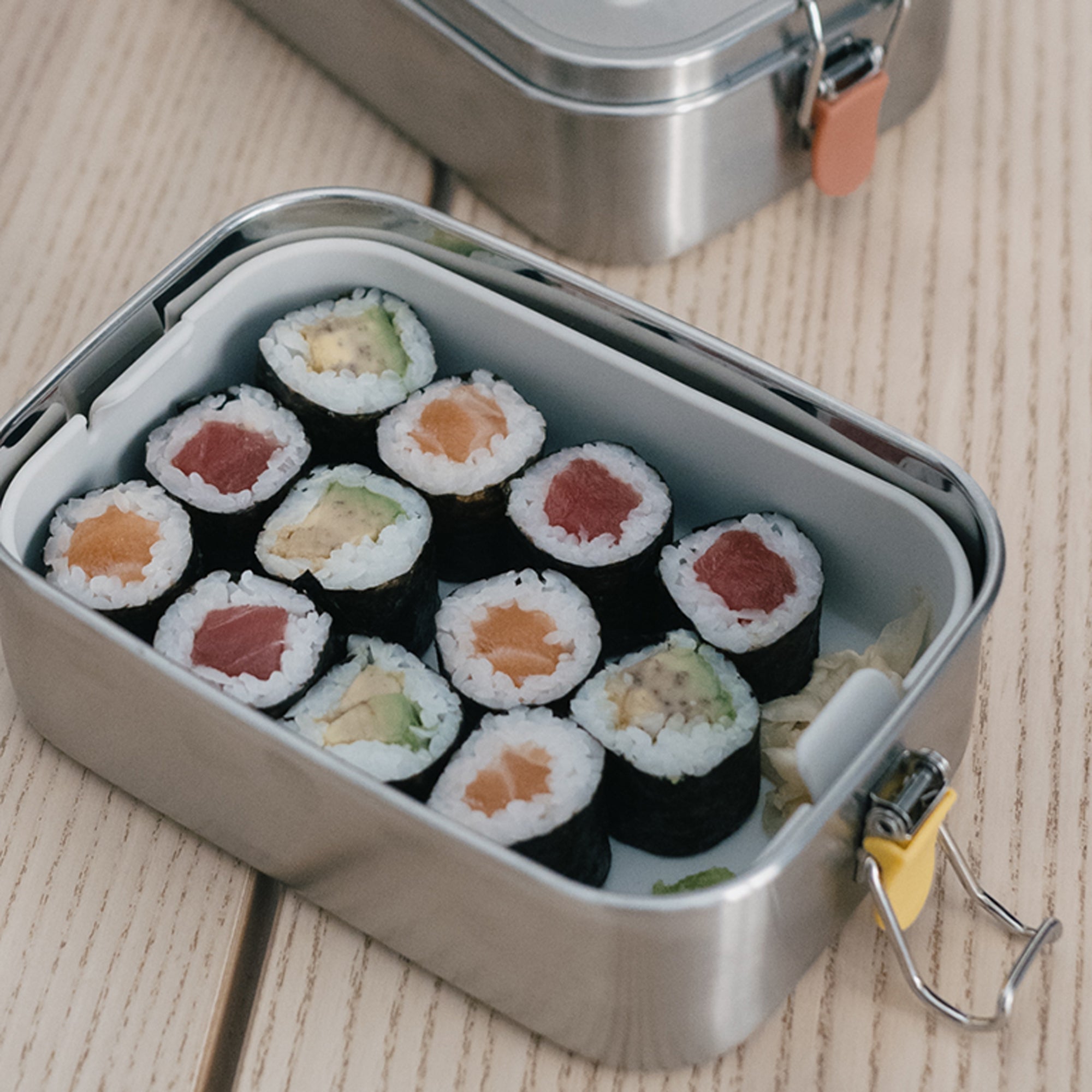 Stainless Steel Lunch Box with heat safe insert #color_Lemon