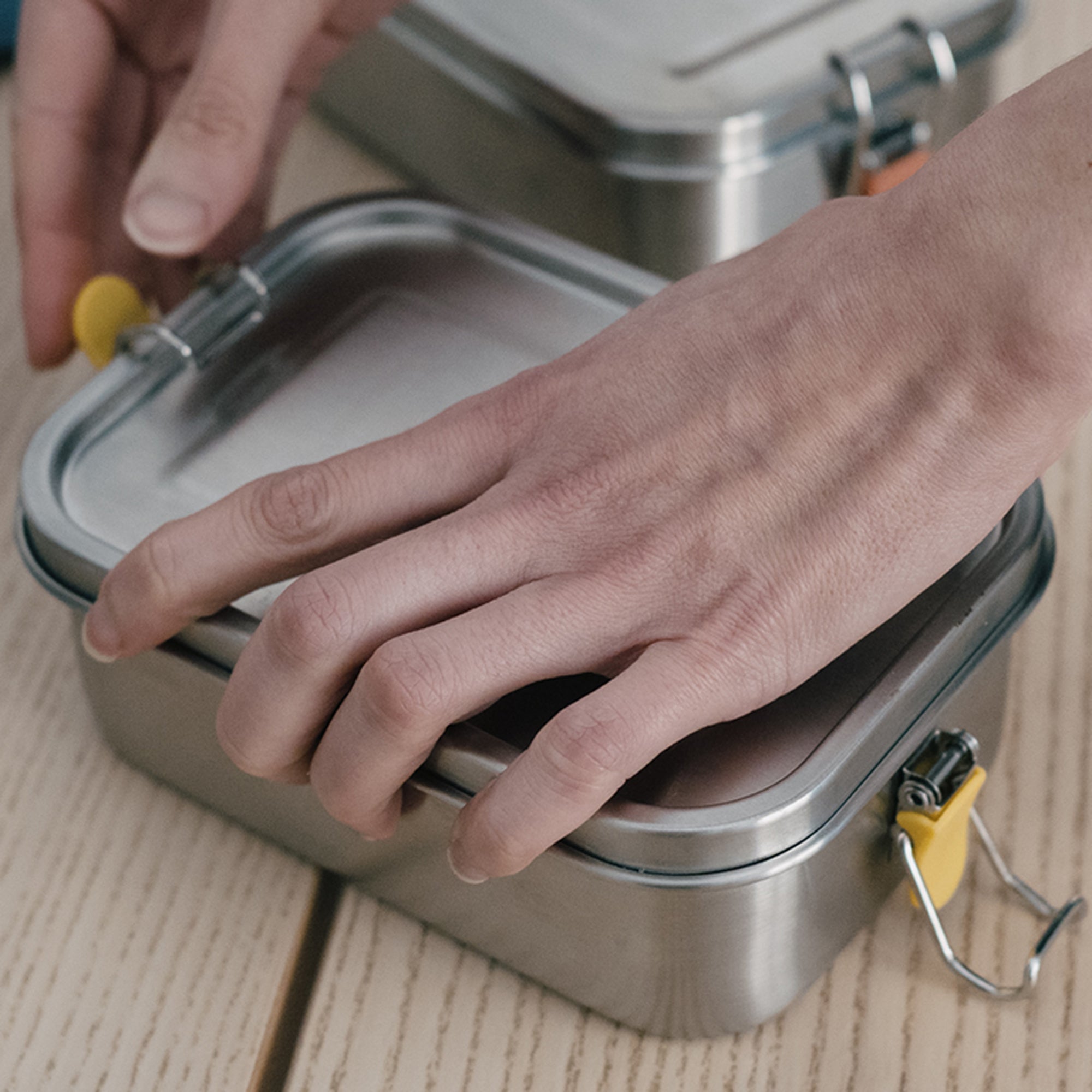 Stainless Steel Lunch Box with heat safe insert #color_Lemon