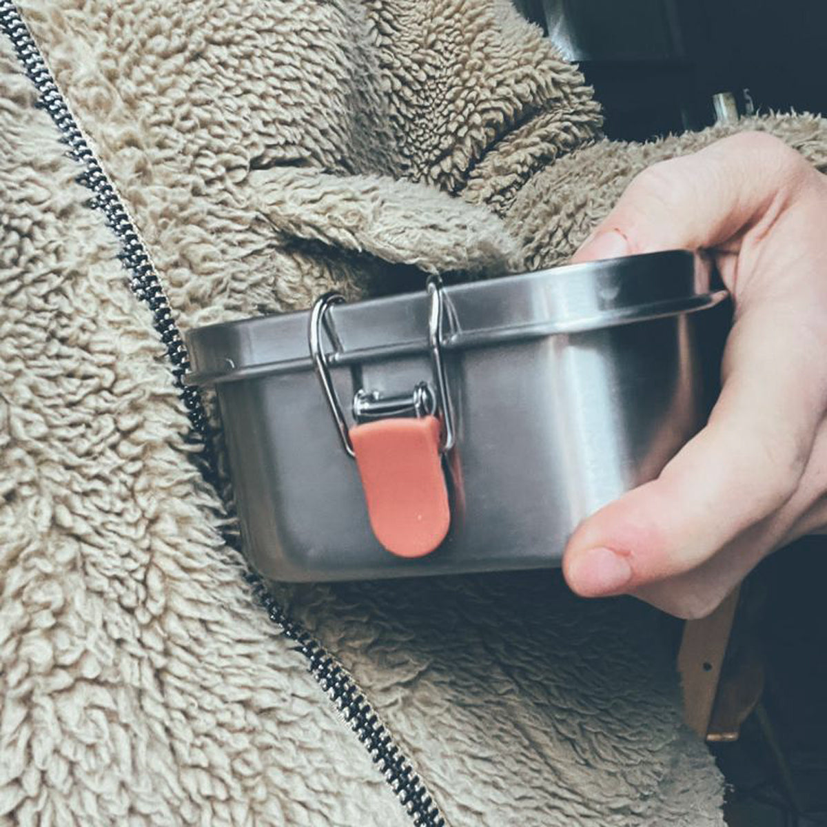 Stainless Steel Lunch Box with heat safe insert #color_Terracotta