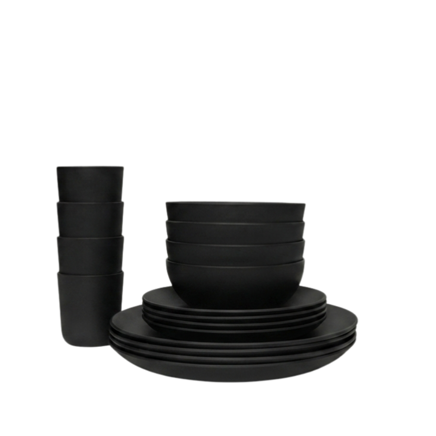 Dining Essentials - 16 Piece Round Set #color_Black
