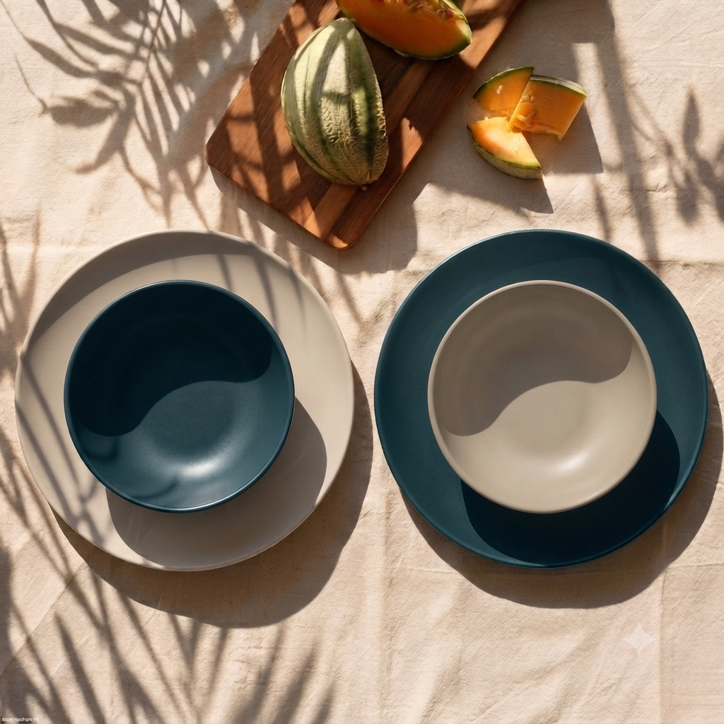 Round Medium Plate - Stone - Set of 4