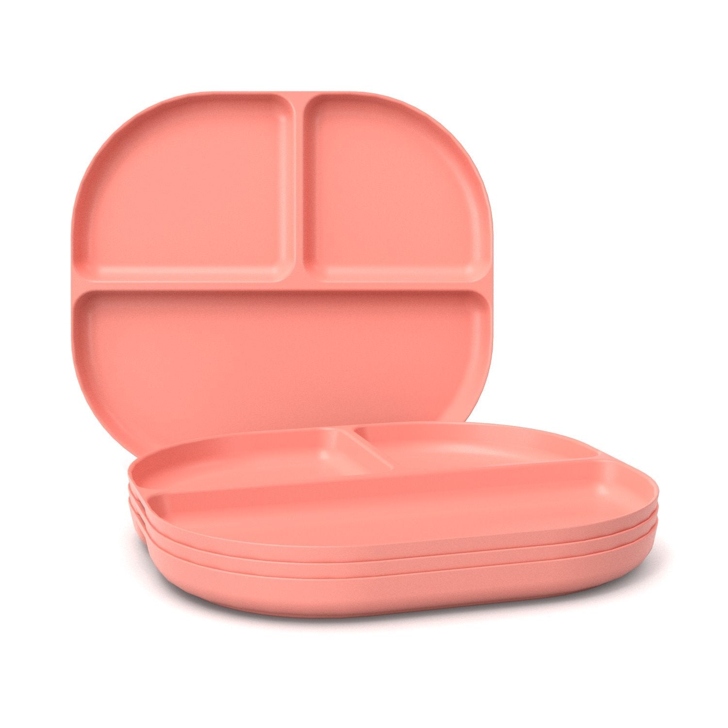 Divided Plate with rim - Set of 2 #color_Coral