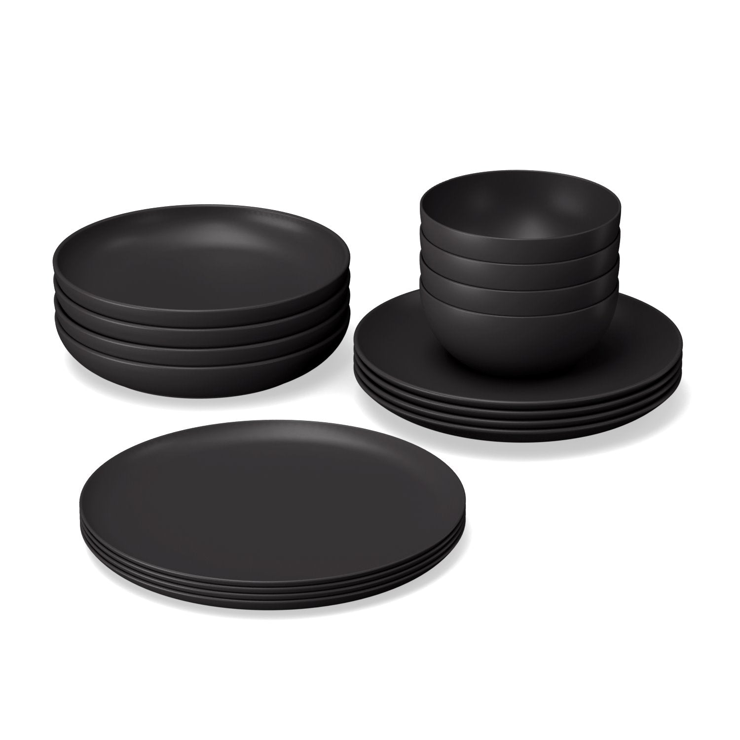 Round Medium Plate - Set of 4 #color_Black