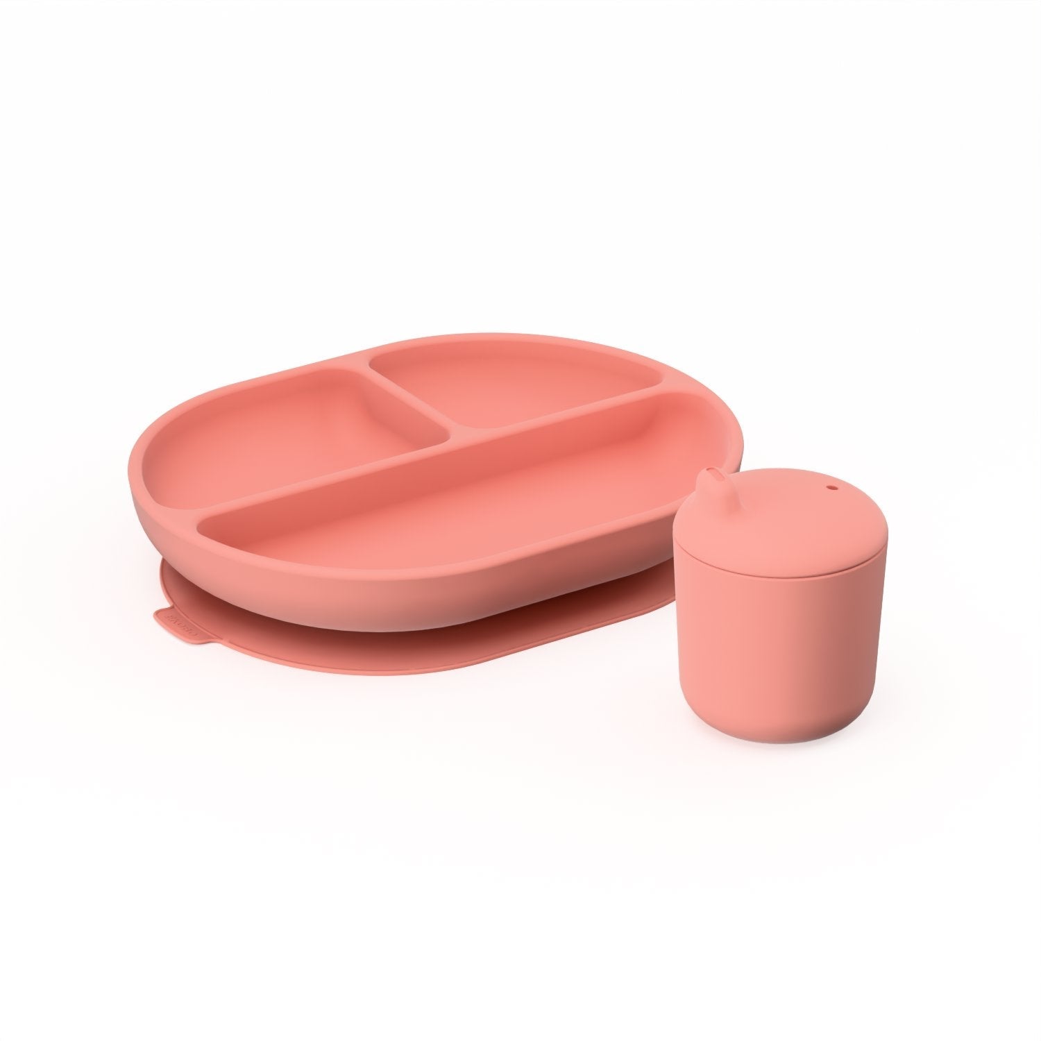 Silicone Divided Baby Suction Plate #color_Coral