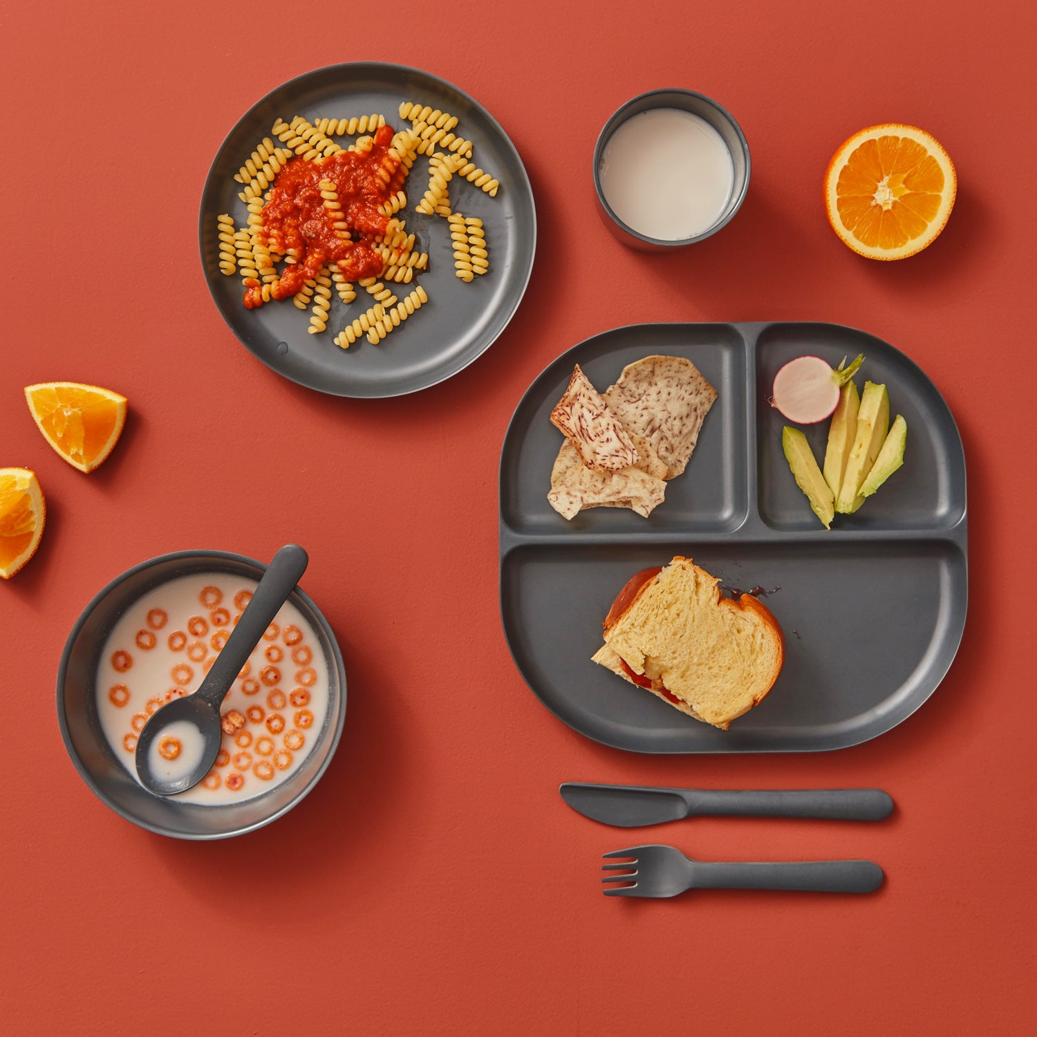Divided Plate with rim - Set of 2 #color_Storm