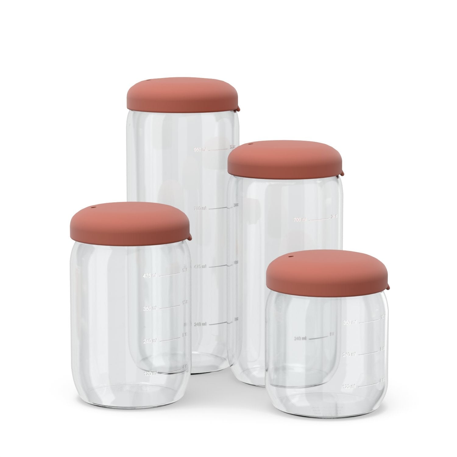 Food Storage Jar in Borosilicate Glass - 12 oz #color_Terracotta