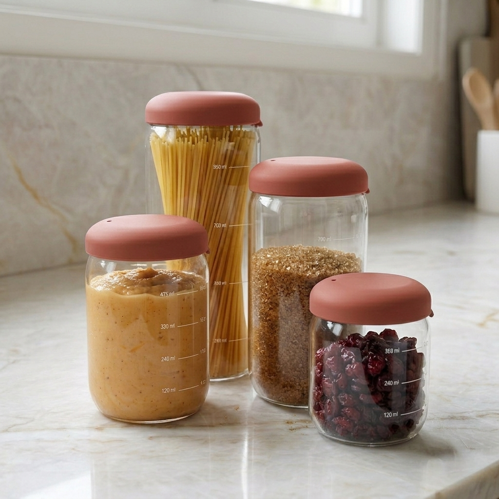 Food Storage Jar in Borosilicate Glass 12 oz - Terracotta