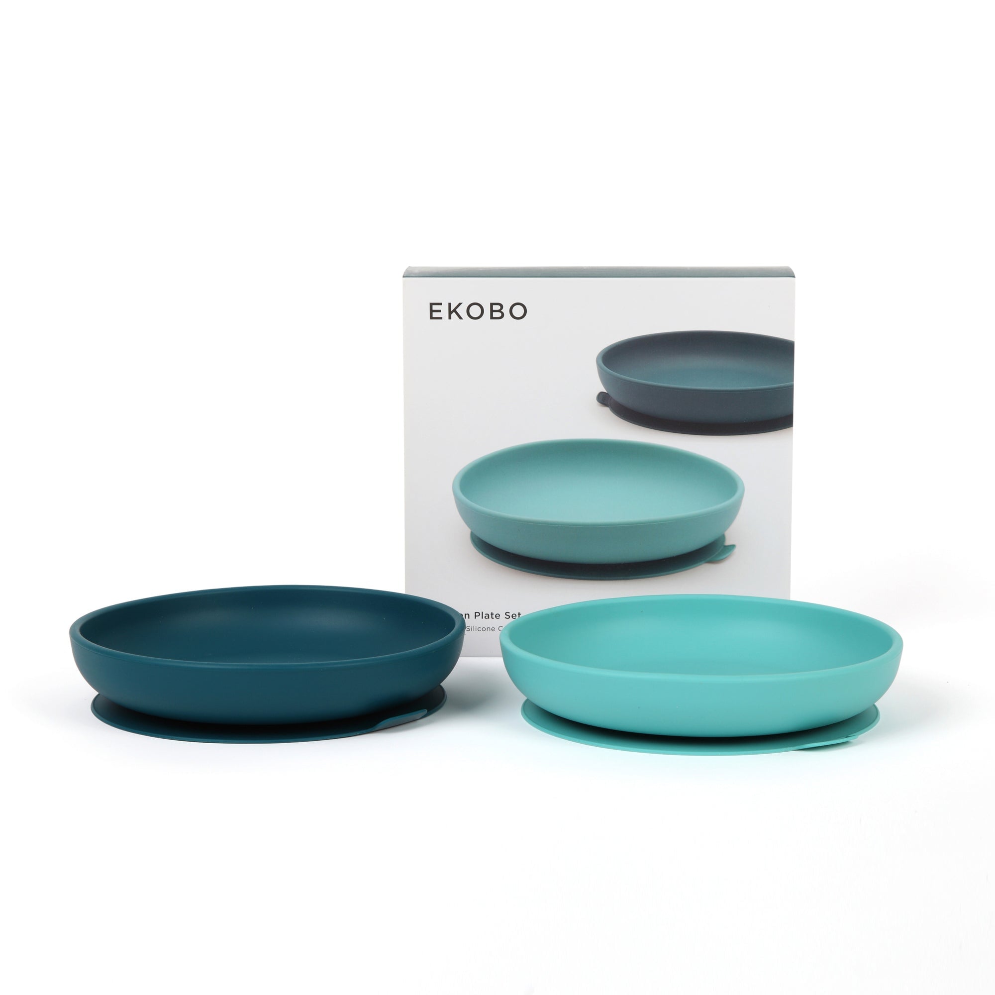 Silicone Suction Baby Plate Set #color_Blue Abyss / Lagoon