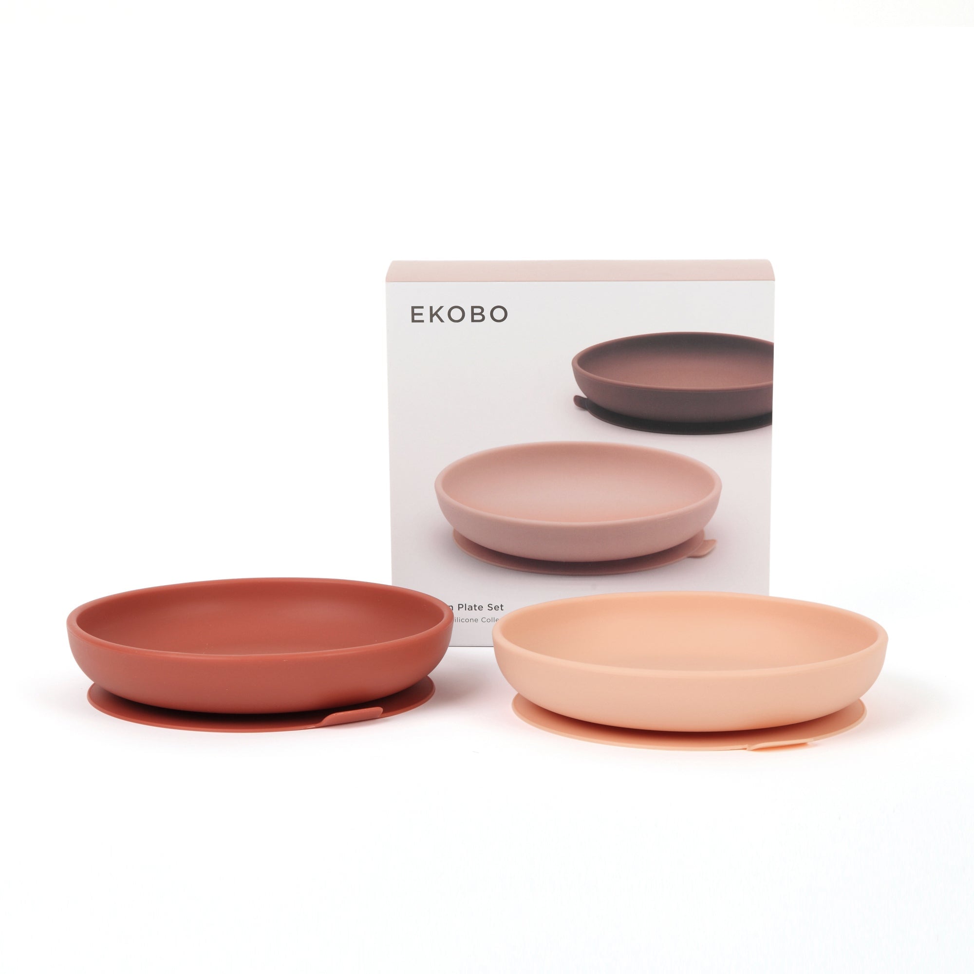 Silicone Suction Baby Plate Set #color_Blush / Terracotta