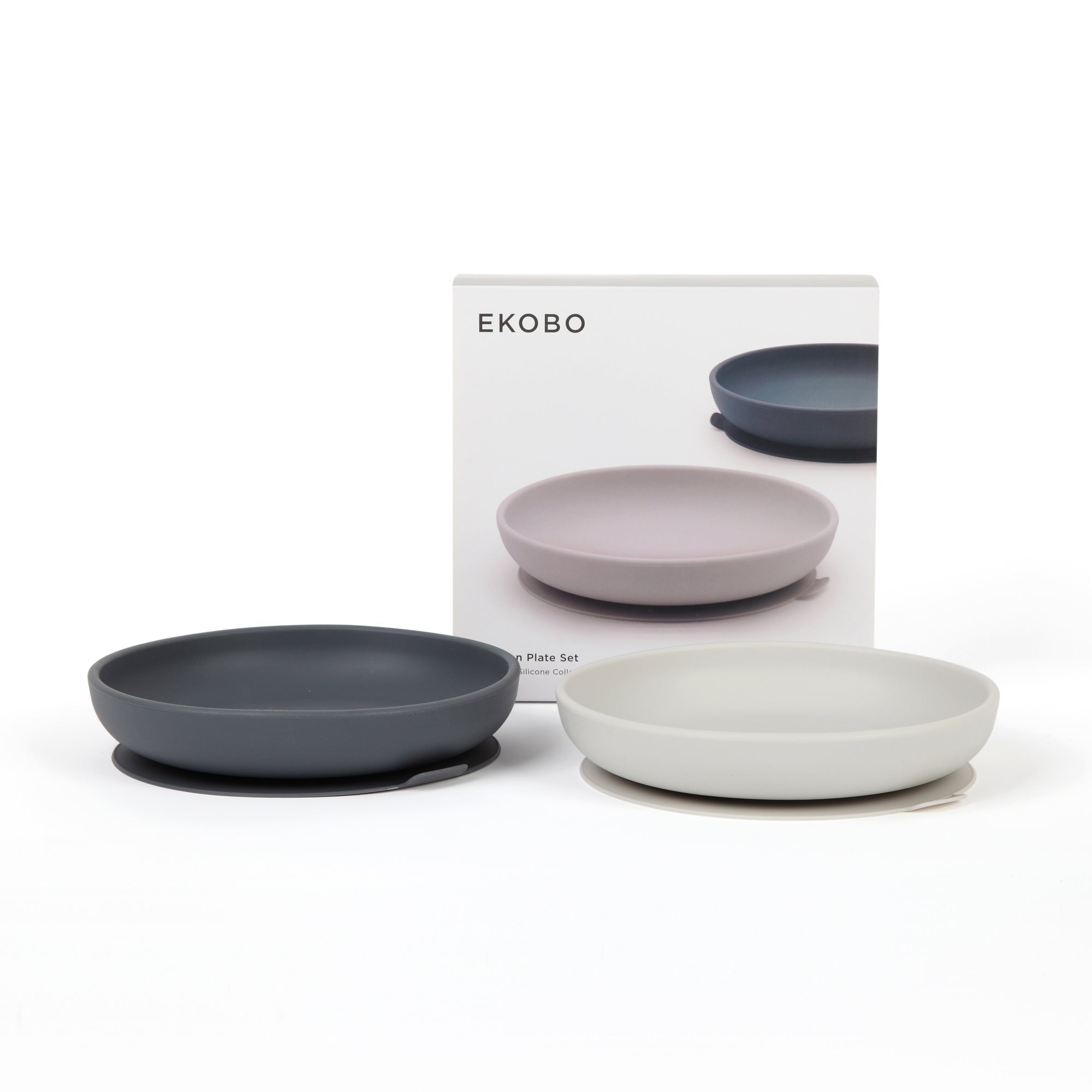 Silicone Suction Baby Plate Set #color_Cloud / Storm