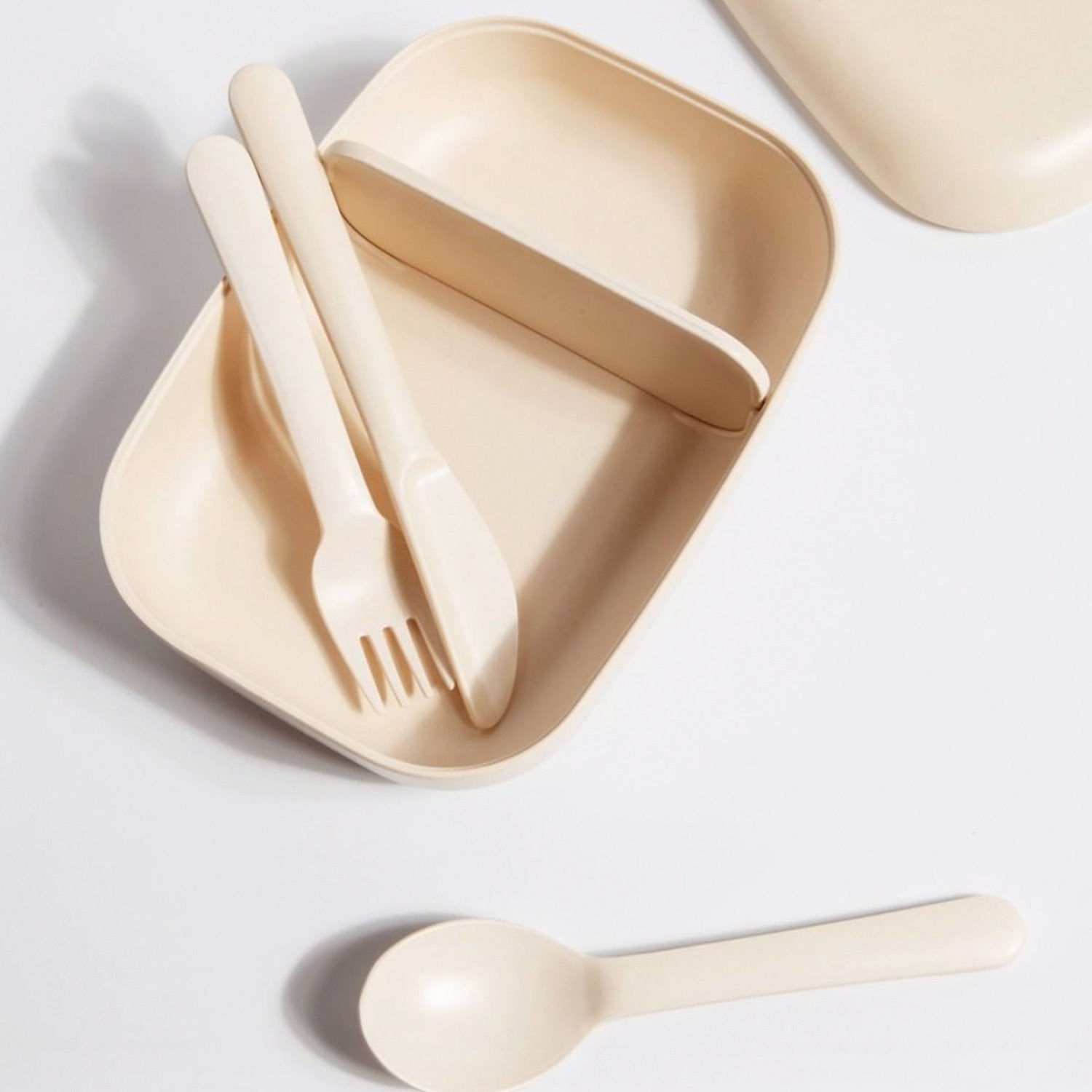 Rectangular Bento Lunch Box - Off White