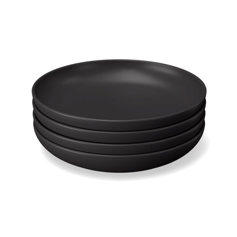 Round Deep Plate - Set of 4 #color_Black