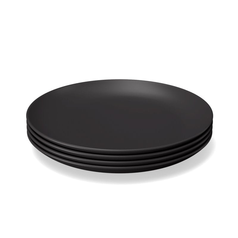 Round Medium Plate - Set of 4 #color_Black