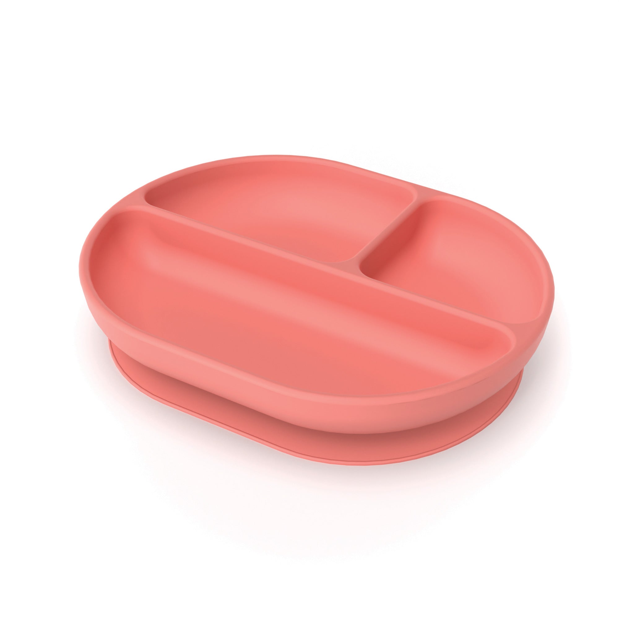 Silicone Divided Baby Suction Plate #color_Coral