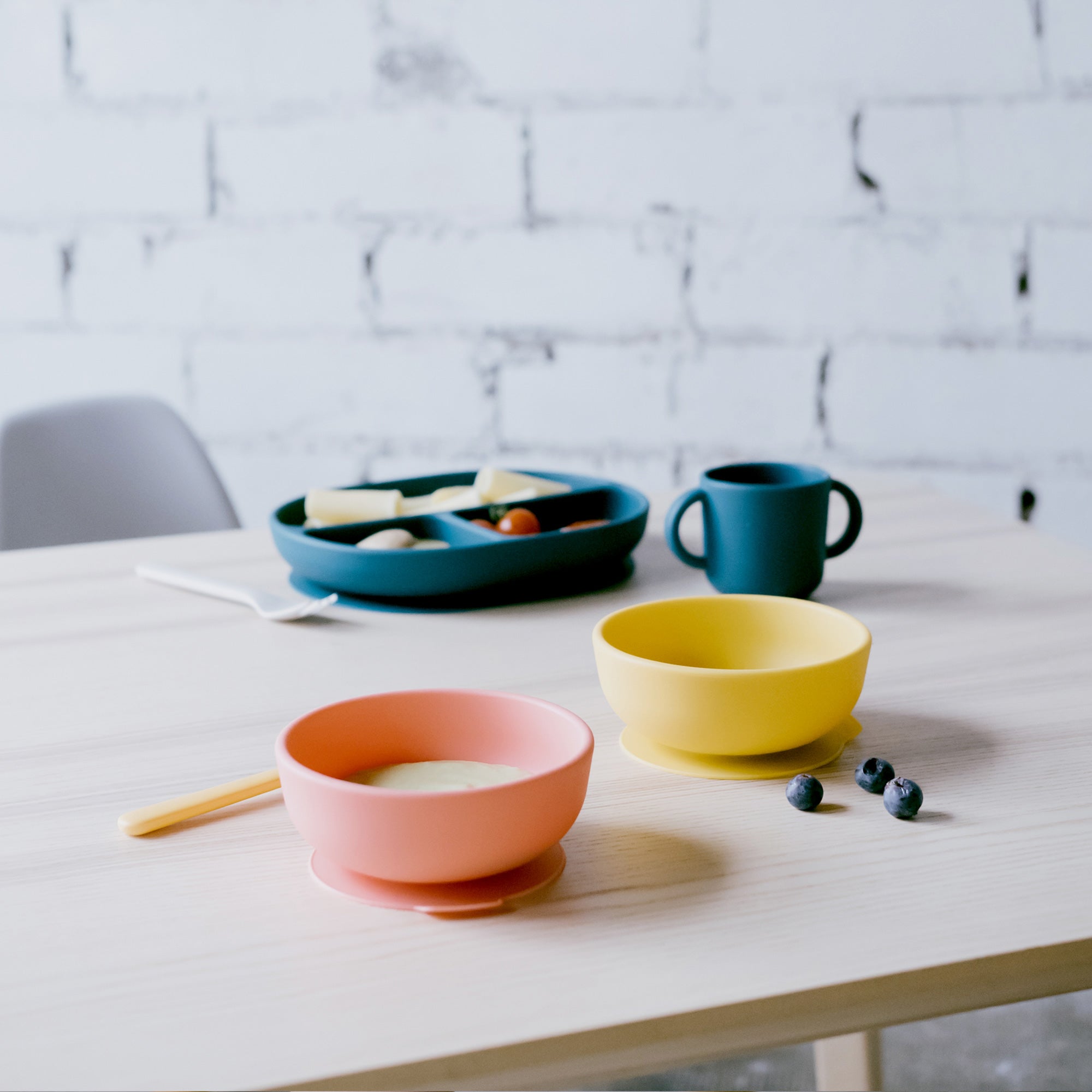 Silicone Suction Baby Bowl Set #color_Coral / Mimosa