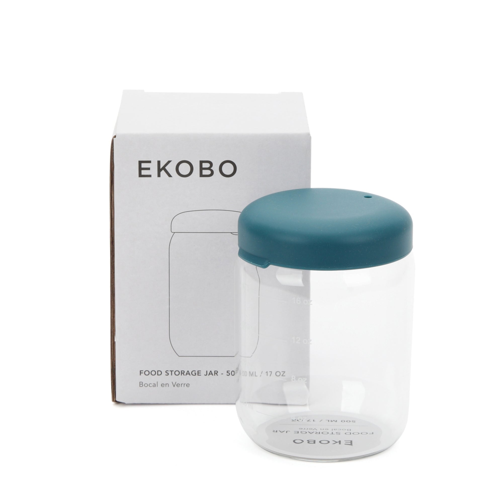 Food Storage Jar in Borosilicate Glass - 17 oz #color_Blue Abyss