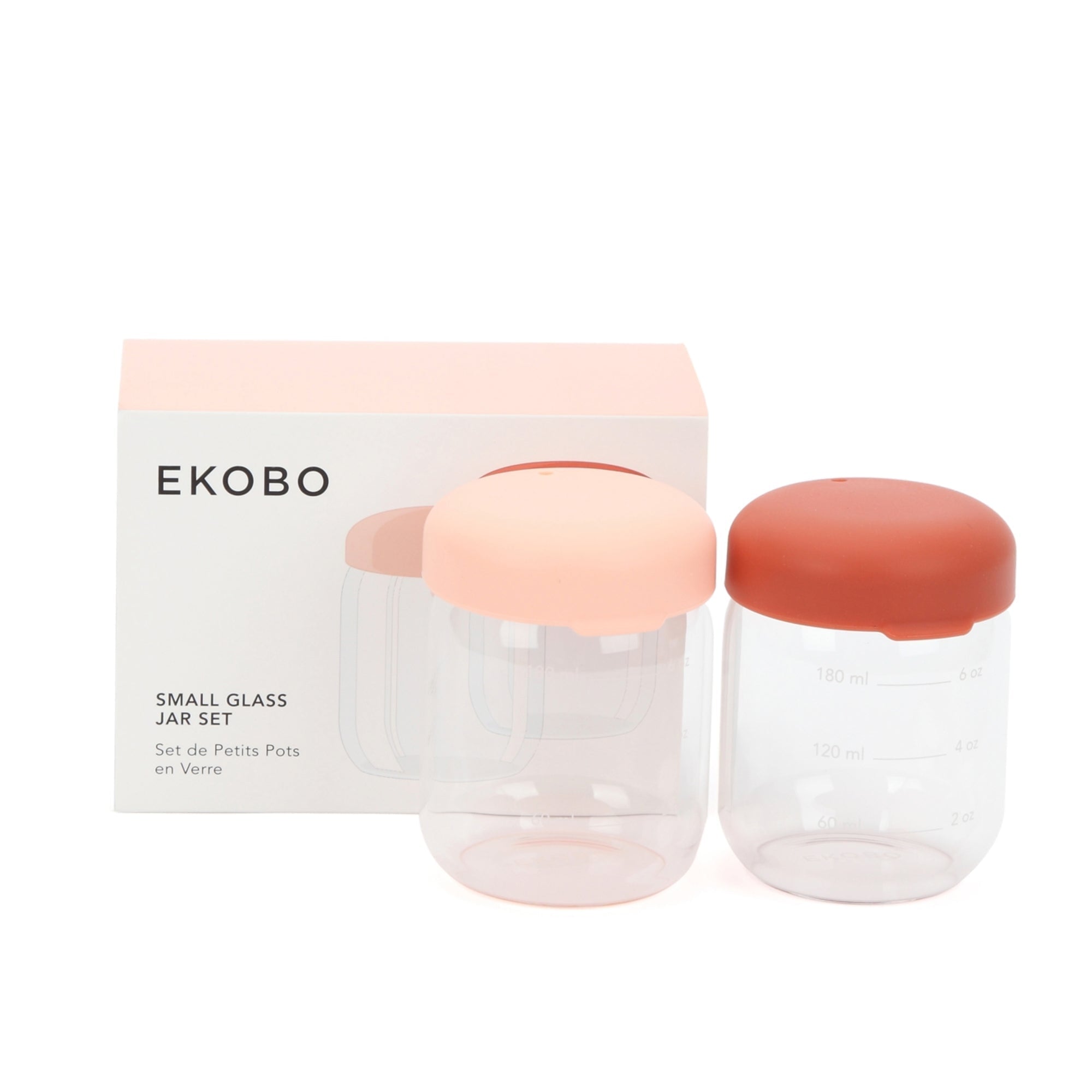 Food Storage Jar Set in Borosilicate Glass - 6 oz #color_Blush-Terracotta