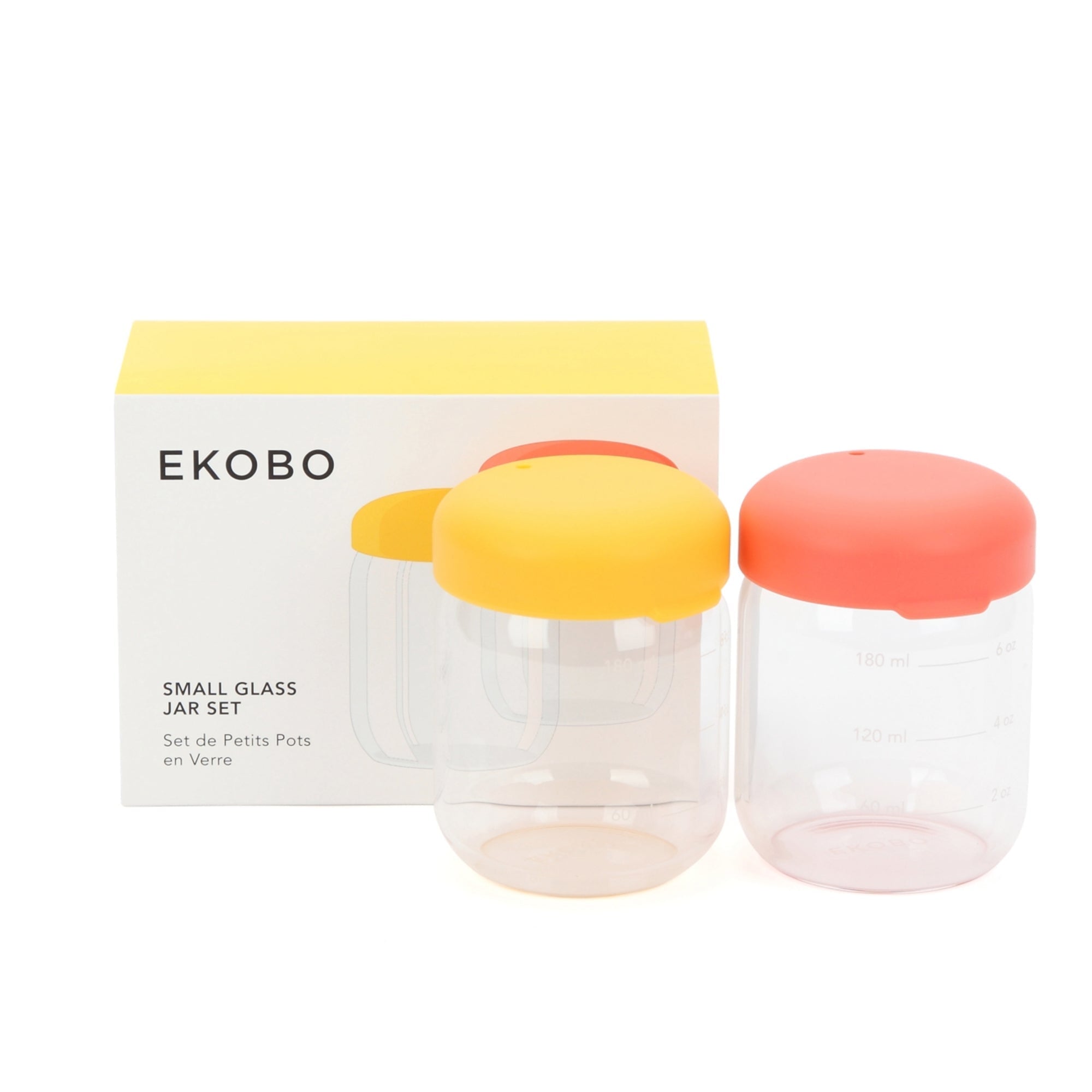 Food Storage Jar Set in Borosilicate Glass - 6 oz #color_Coral-Mimosa