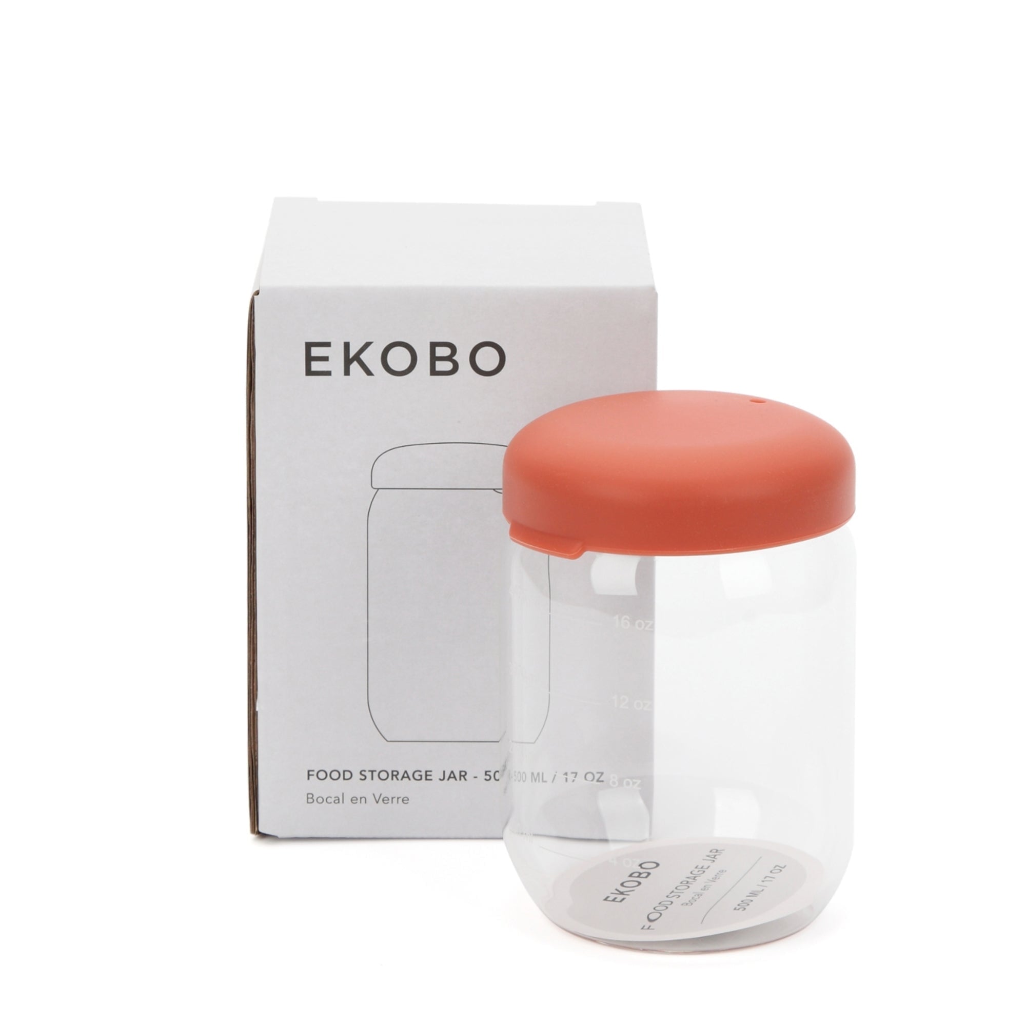 Food Storage Jar in Borosilicate Glass - 17 oz #color_Terracotta
