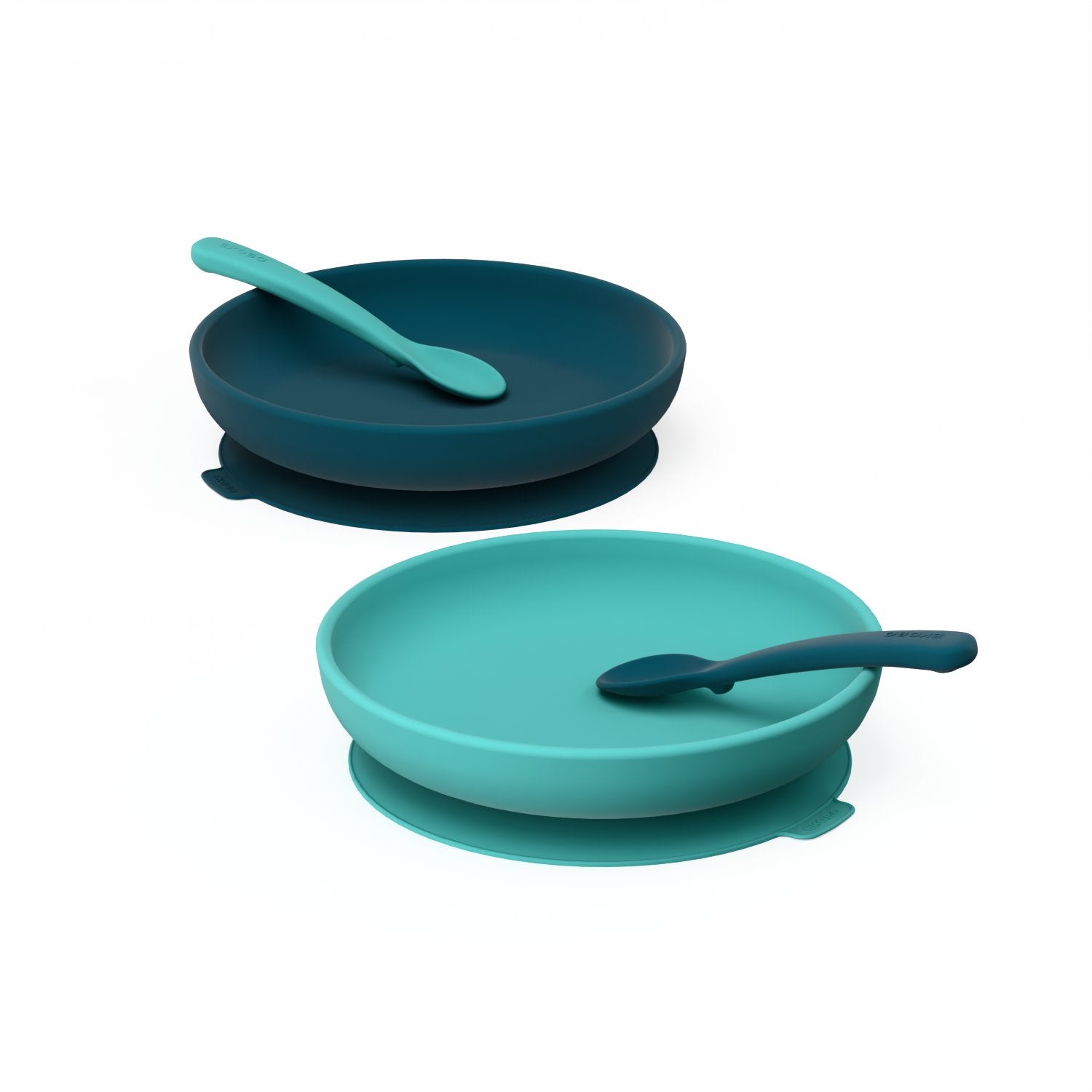 Duo Suction Plate & Spoon Set #color_Blue-Abyss-Lagoon