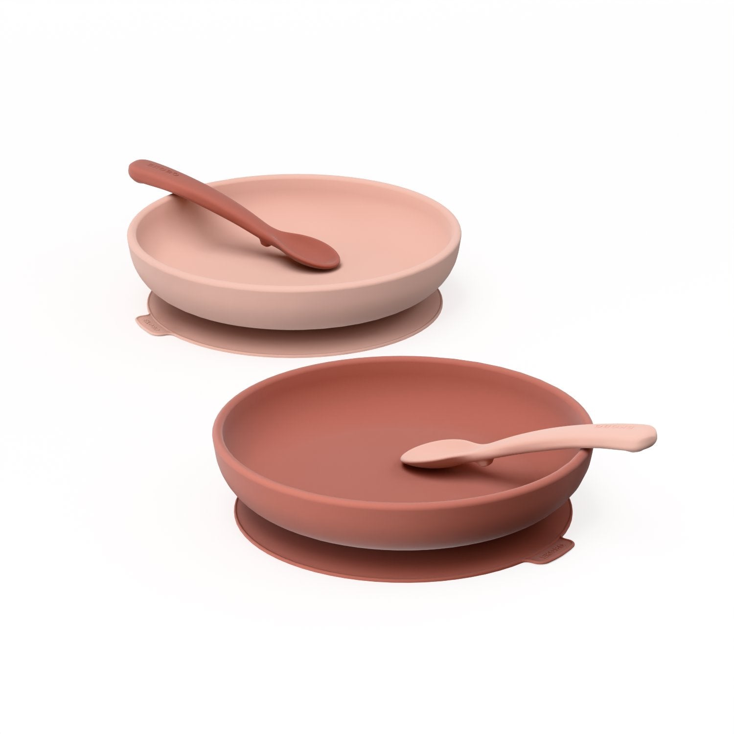 Silicone Suction Baby Plate Set #color_Blush / Terracotta