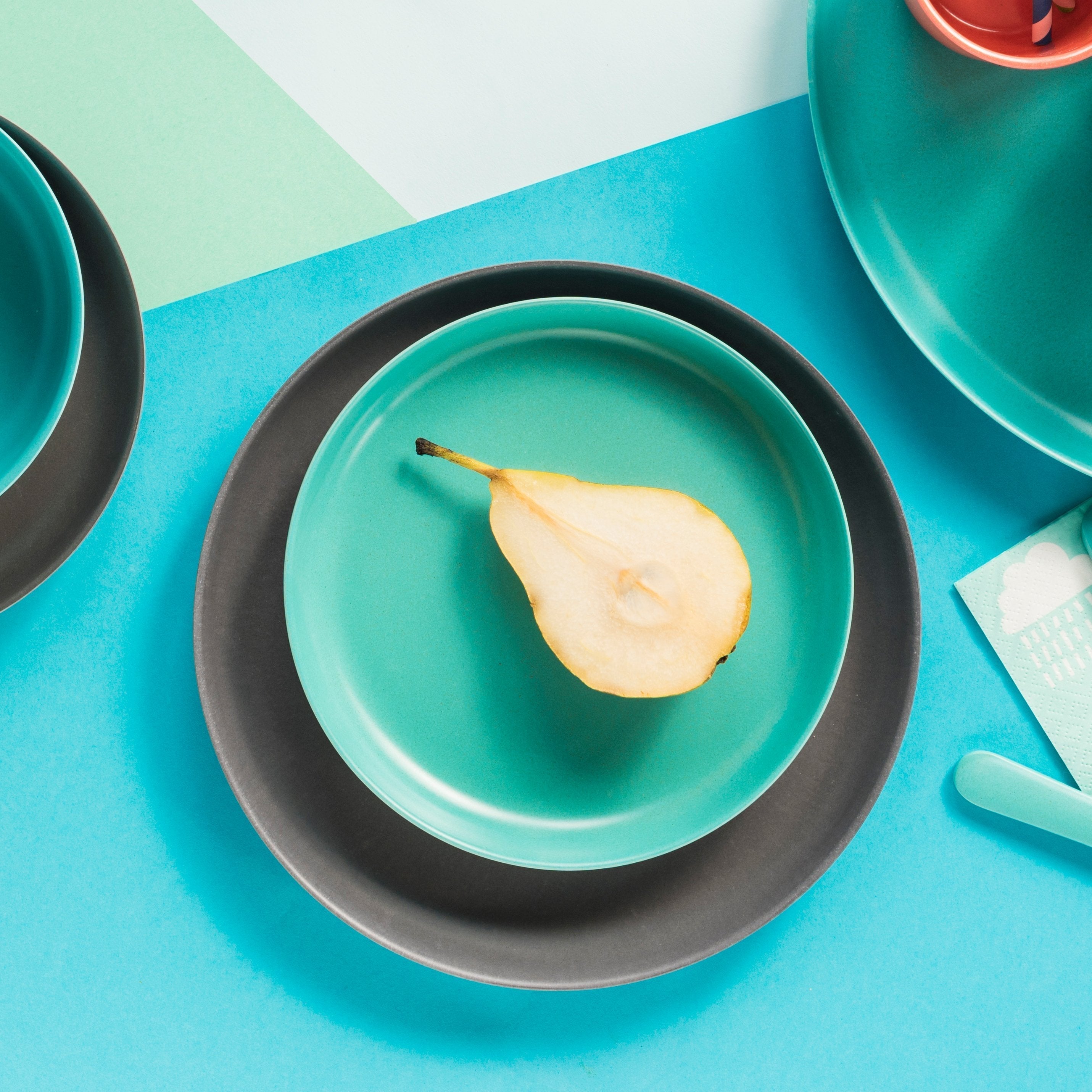 Kids Plate - Set of 4 #color_Lagoon