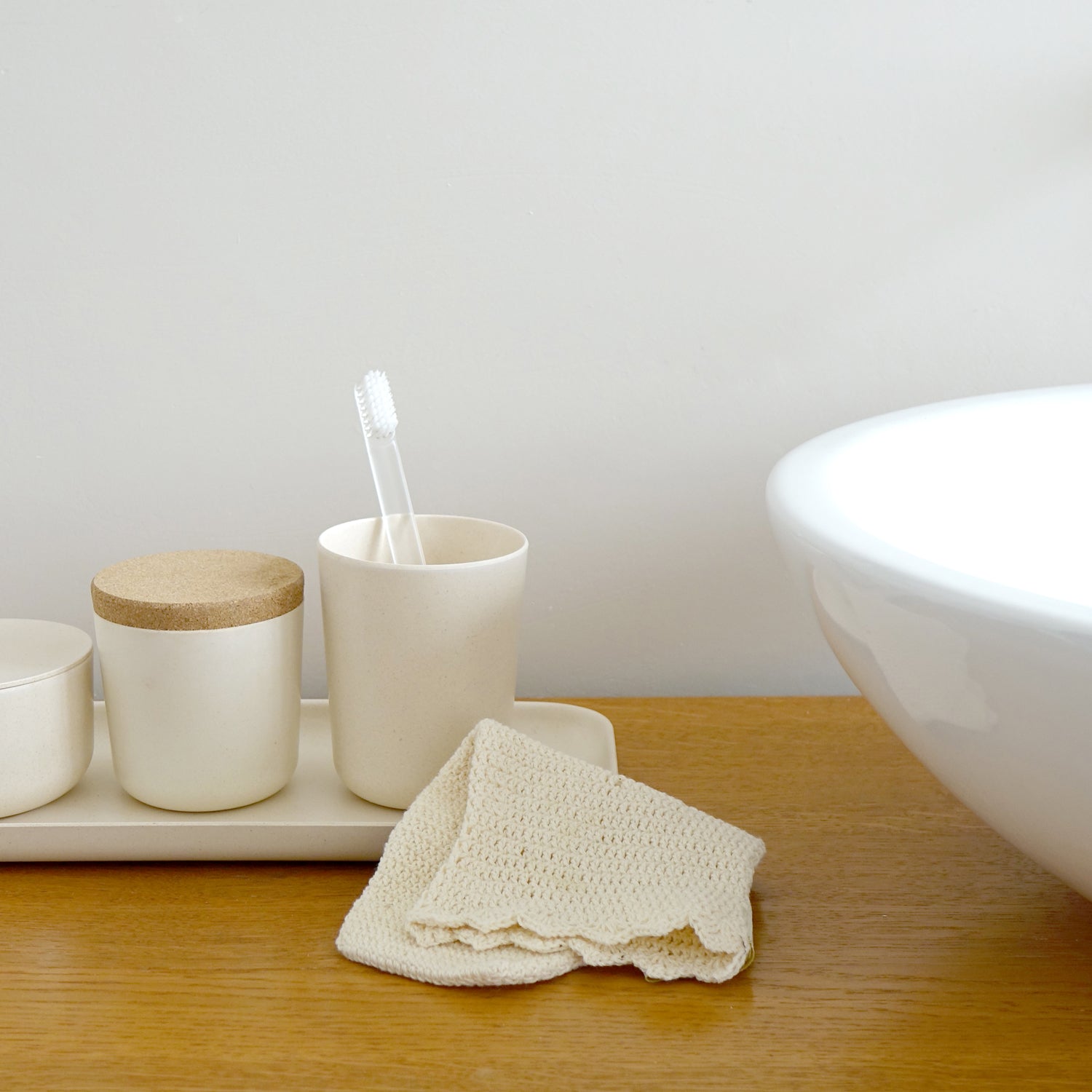Toothbrush Holder / Bathroom Cup - Set of 2 #color_Off-White