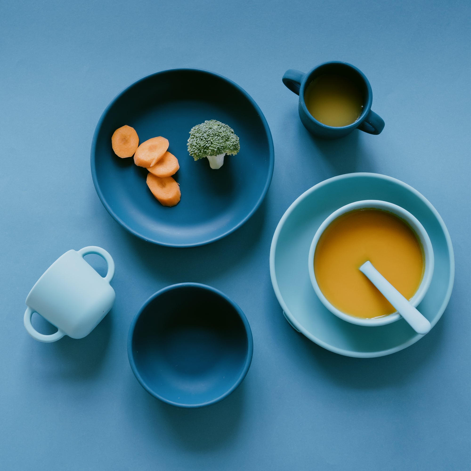 Duo Suction Plate & Spoon Set - Blue Abyss / Lagoon