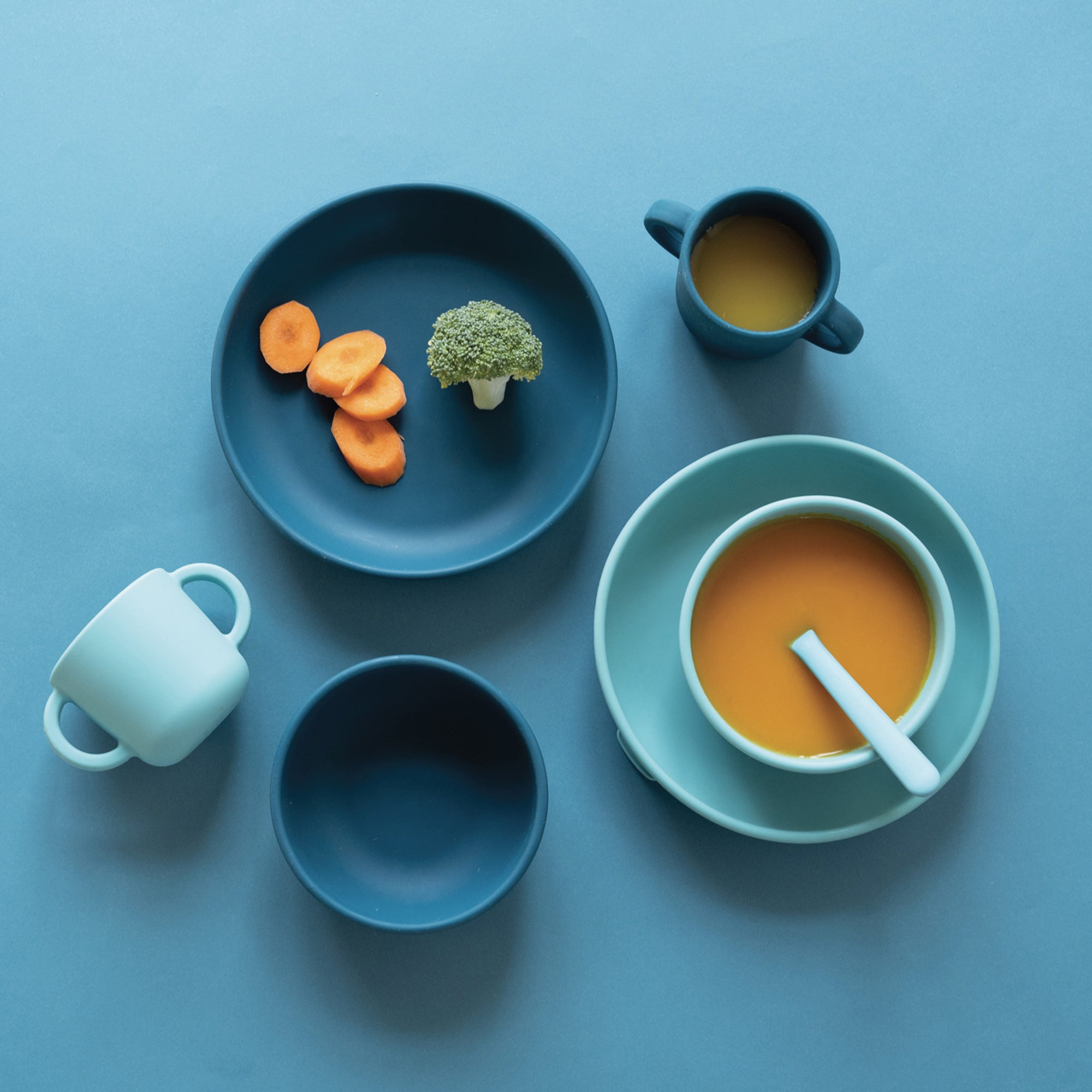 Silicone Suction Baby Plate Set #color_Blue Abyss / Lagoon