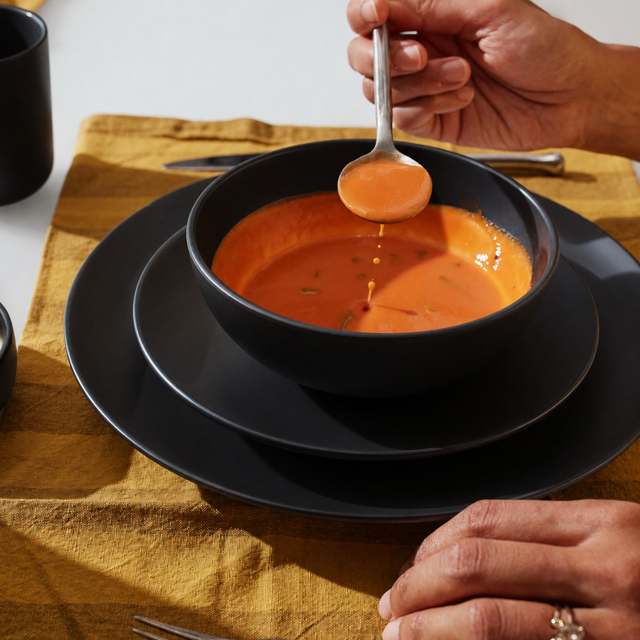 Dining Essentials - 12 Piece Round Set #color_Black