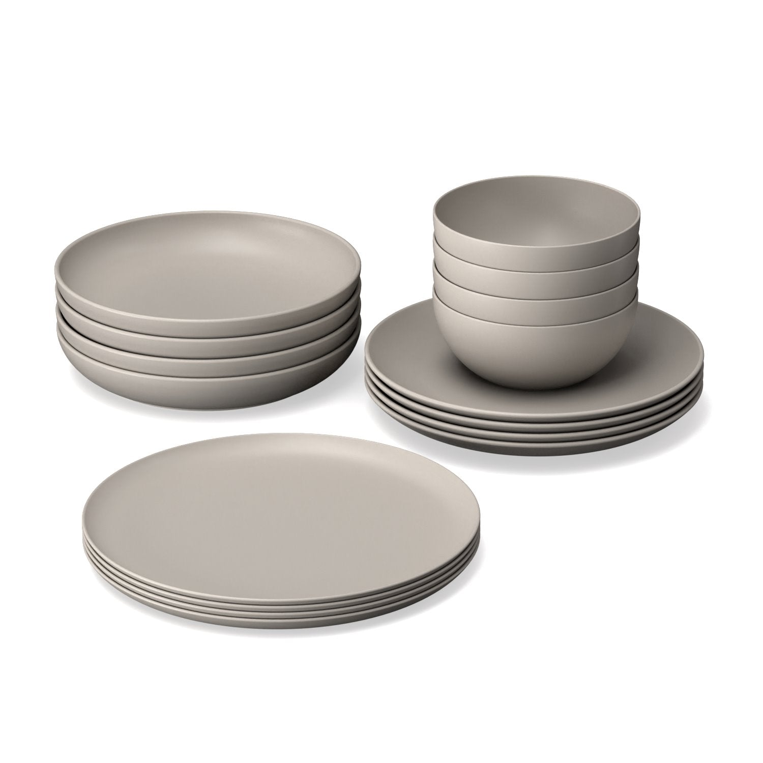 Round Medium Plate - Set of 4 #color_Stone