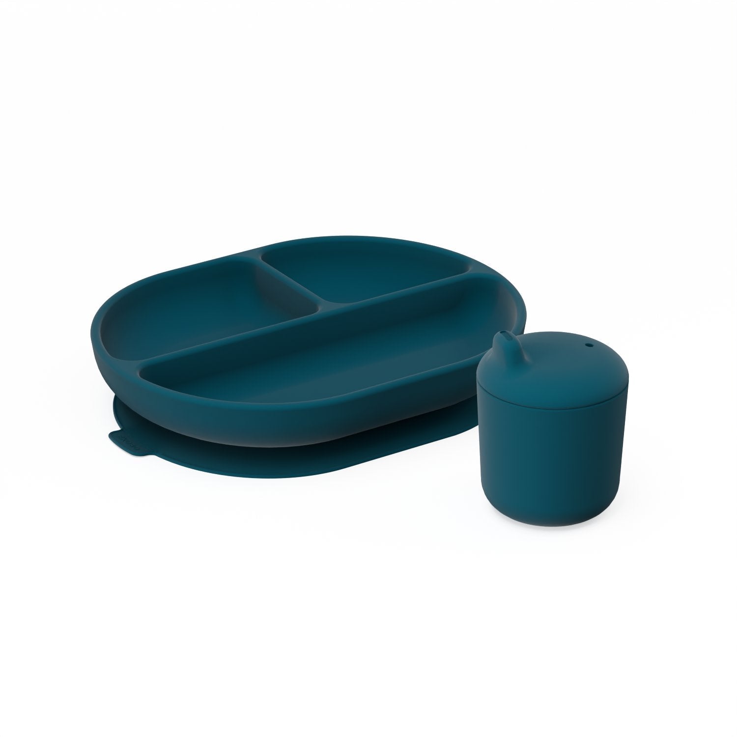 Duo Divided Suction Plate & Sippy Cup #color_Blue Abyss