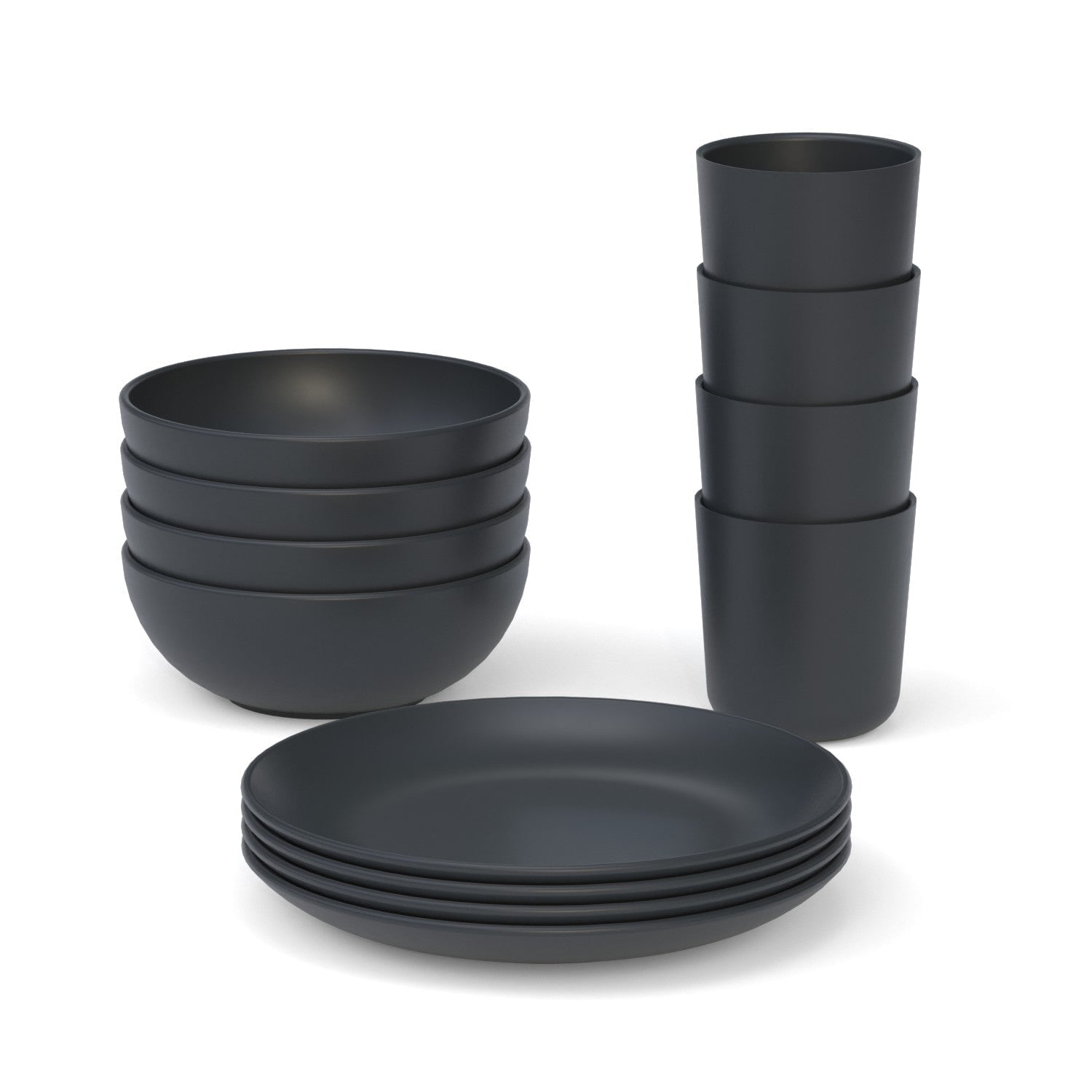 Round Cereal Bowl - Set of 4 #color_Black