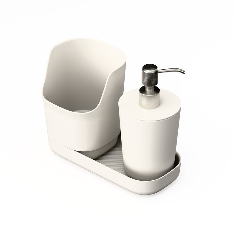Duo Sink Caddy Organizer & Soap Dispenser #color_Off White