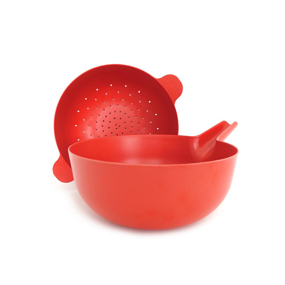 Large Mixing Bowl and Colander Set #color_Tomato