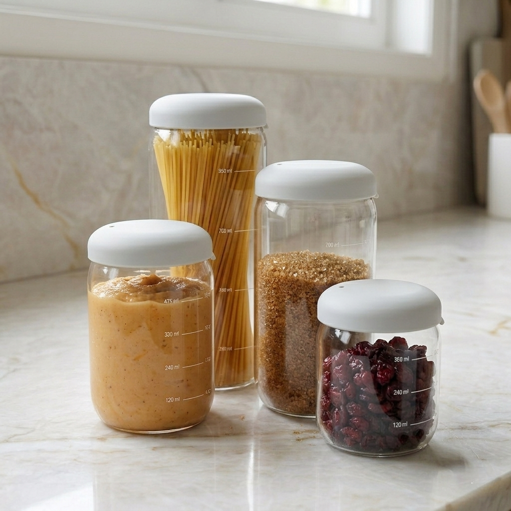 Food Storage Jar in Borosilicate Glass - 12 oz #color_Cloud