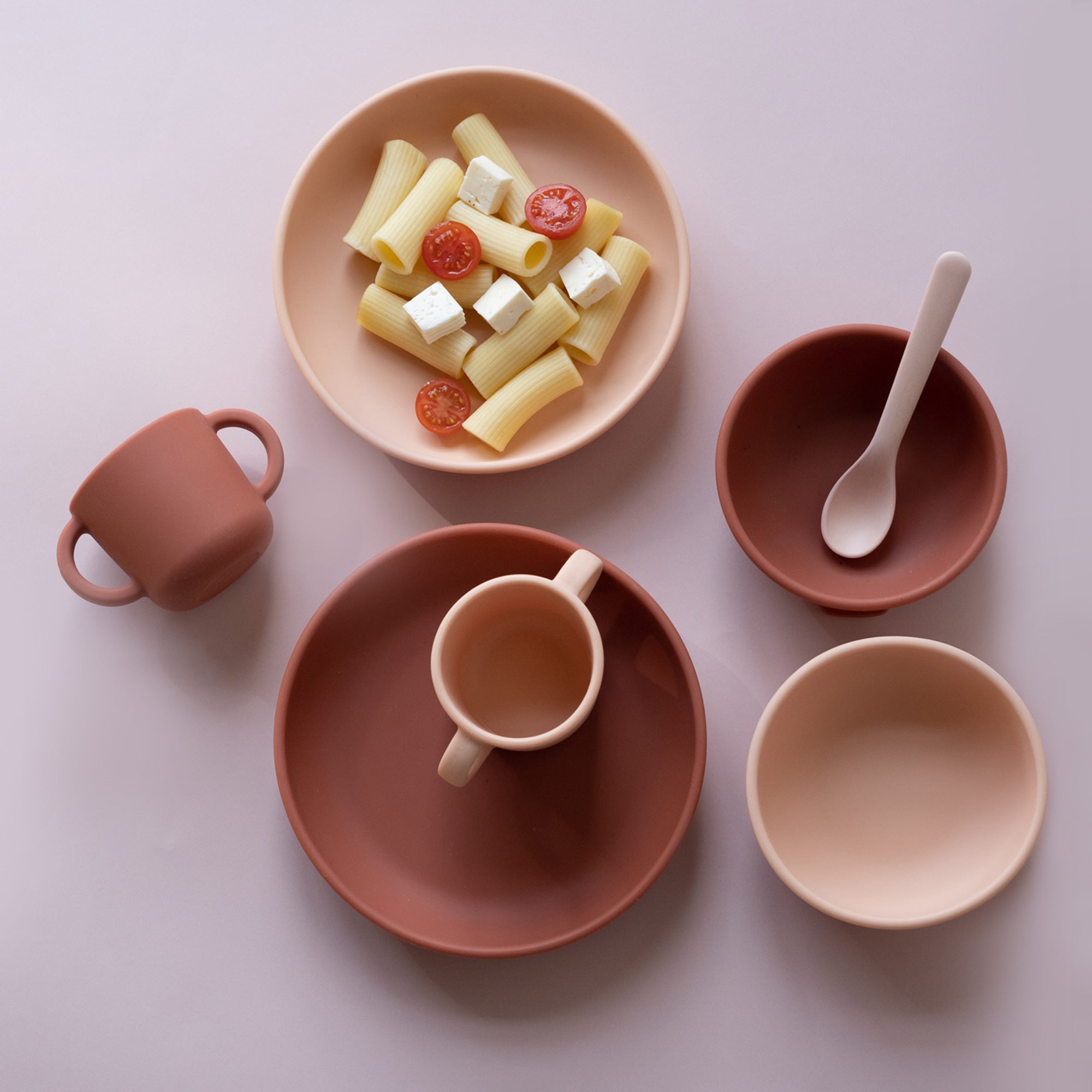 Silicone Suction Baby Plate Set #color_Blush / Terracotta