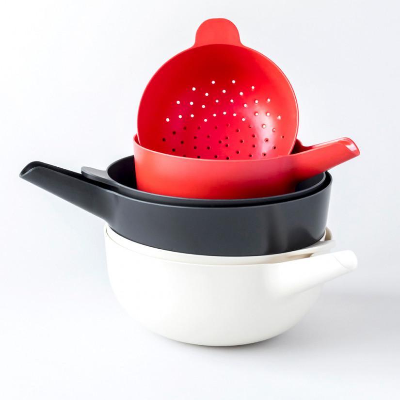 Small Mixing Bowl and Colander Set #color_Tomato