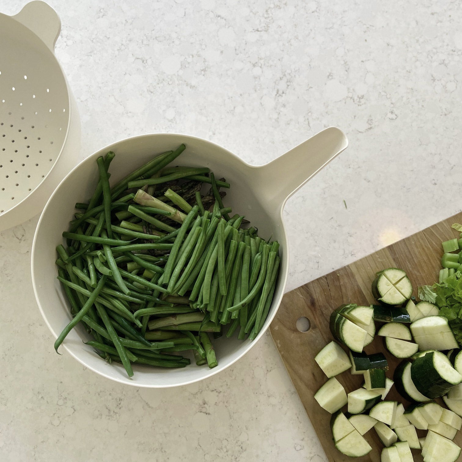 Small Mixing Bowl and Colander Set #color_Off White