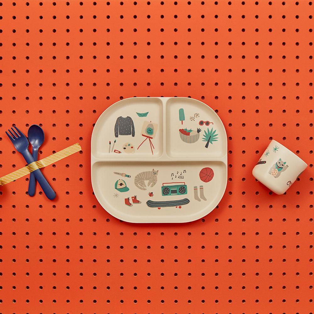Illustrated Bamboo Kid Dinner Set - Thumbnail 3